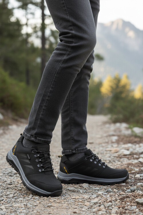 Siyah Hakiki Deri Erkek Outdoor Ayakkabı 2343 M
