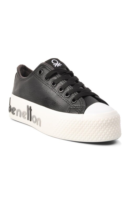 Kadın Siyah Platform Sneaker Bağcıklı Kalın Taban Günlük Casual Spor Ayakkabı