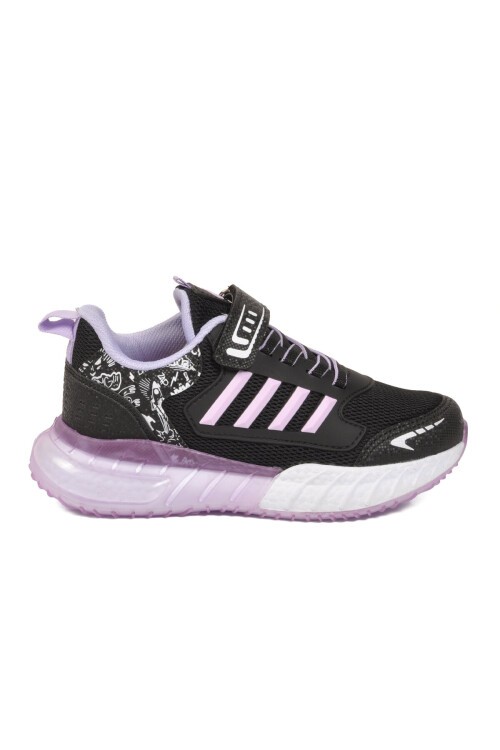 Siyah-Lila Rahat Taban Kız Çocuk Spor Ayakkabı 748 F