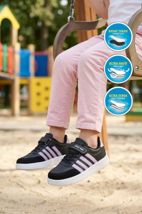 Siyah-Lila  Hafif Çocuk Spor Ayakkabı 754 F