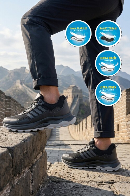 Siyah Hafif Rahat Taban Erkek Sneaker BST-2045 M