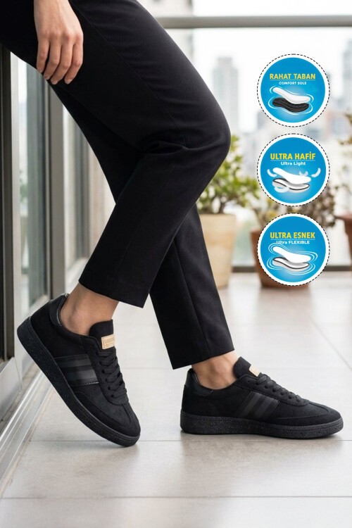 Siyah Rahat Taban Unisex Spor Ayakkabı 015 G