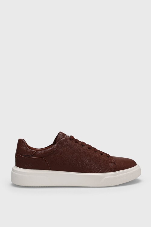 Taba Hakiki Deri Bağcıklı Kalın Tabanlı Erkek Casual Sneaker Ayakkabı Tommy