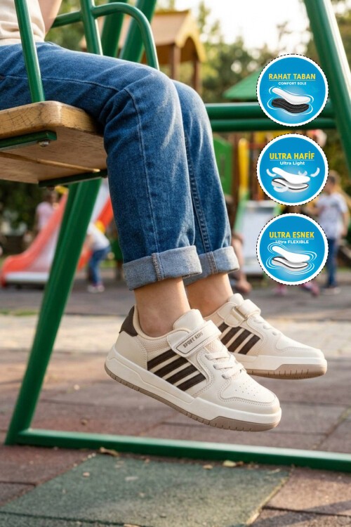 Bej-Kahve Rahat Taban Erkek Çocuk Spor Ayakkabı 752 F