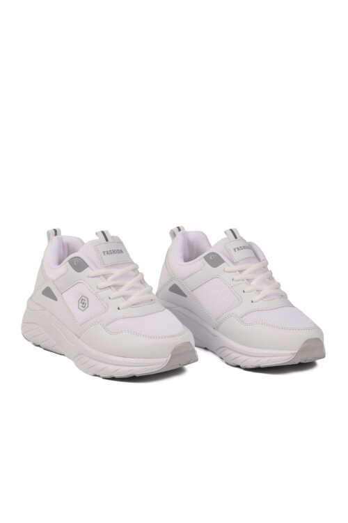 Beyaz-Buz Yüksek Tabanlı Hafif Unisex Spor Ayakkabı 2105 Z