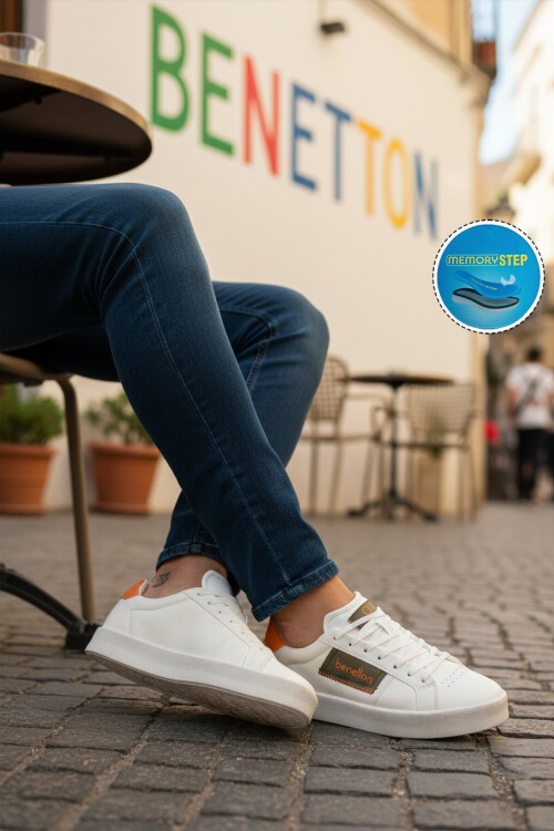 Beyaz Bağcıklı Kalın Tabanlı Erkek Spor Ayakkabı Sneaker BNI-12113