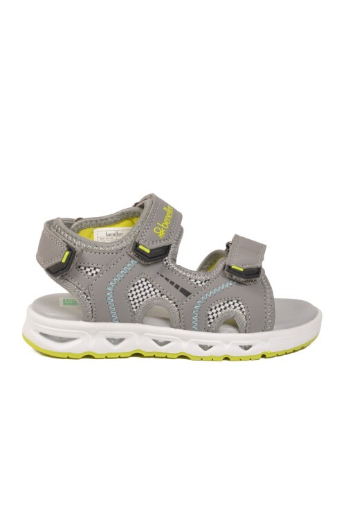 Gri Cırtlı Hafif Rahat Tabanlı Unisex Çocuk Spor Sandalet BNI-10118 P