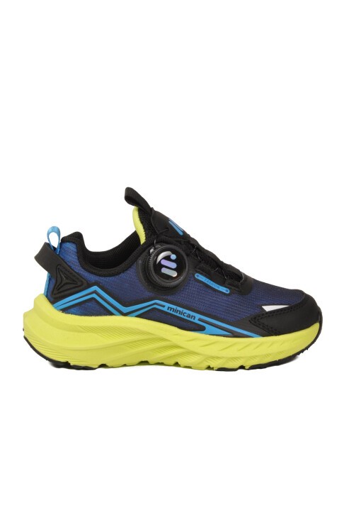 Koyu Mavi Akıllı Bağcıklı Kalın Rahat Tabanlı Erkek Çocuk Spor Ayakkabı Sneaker 25001