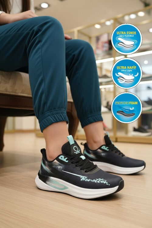 Lacivert Bağcıklı Hafif Rahat Tabanlı Unisex Yürüyüş ve Spor Ayakkabı BNI-11496