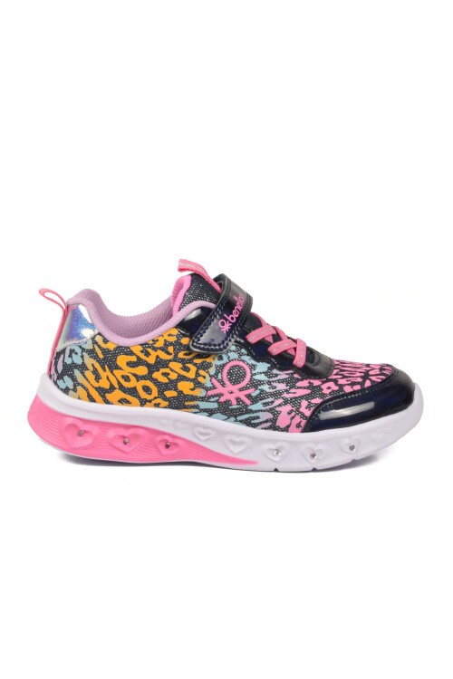 Lacivert Cırtlı Işıklı Kız Çocuk Spor Ayakkabı Sneaker BNI-10181 F