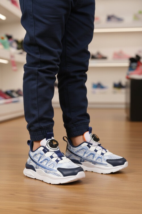 Lacivert Akıllı Bağcıklı Erkek Çocuk Spor Ayakkabı Sneaker BNI-10254