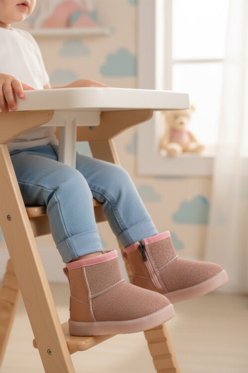 Pembe Simli İçi Kürklü Bebek Bot 1212 B