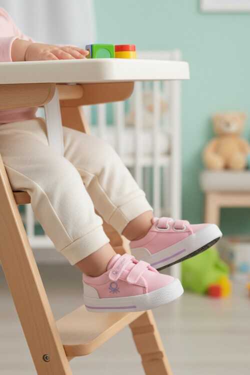 Pembe Cırtlı Keten Bebek İlk Adım Spor Ayakkabı BNI-30970