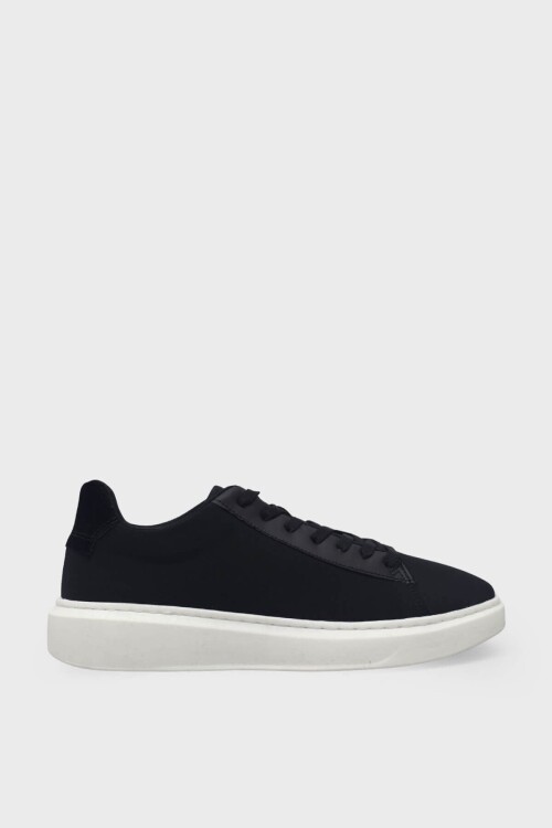 Siyah-Beyaz Bağcıklı Kalın Rahat Tabanlı Erkek Casual Ayakkabı Sneaker Nevermind