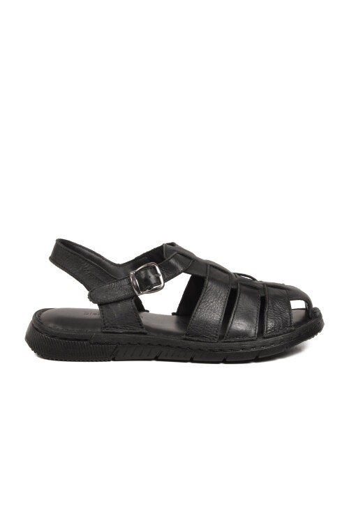 Siyah Hakiki Deri Erkek Sandalet PC-7462 M
