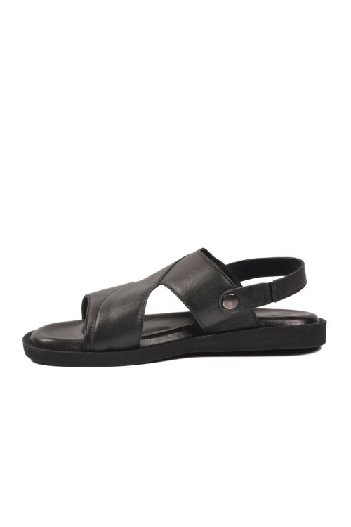 Siyah Hakiki Deri Erkek Sandalet PC-7315 M