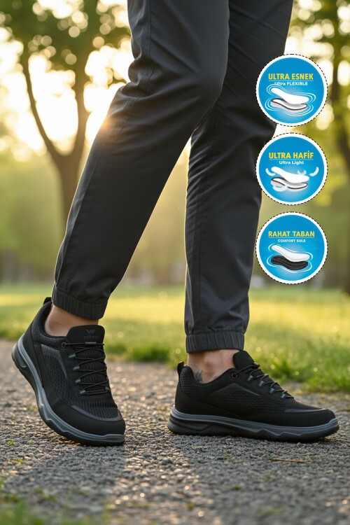 Siyah ComfortSole Taban Erkek Spor Ayakkabı Elvara 2074 M