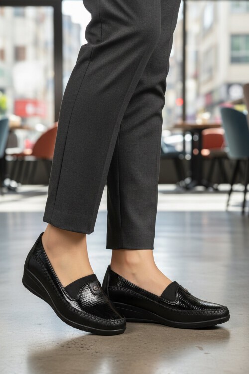 Kadın Siyah Kalın Tabanlı Ofis ve Günlük Casual Ayakkabı Loafer PC-54947