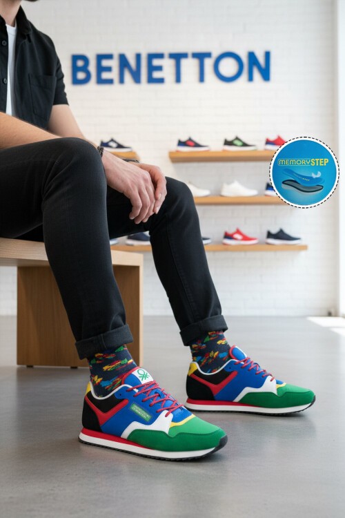 Yeşil Bağcıklı Erkek Yürüyüş ve Spor Ayakkabı Retro Sneaker BNI-10047