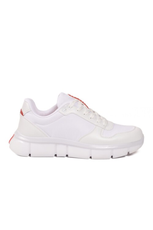 Beyaz Bağcıklı Kalın Rahat Tabanlı Erkek Casual Ayakkabı Sneaker Praval