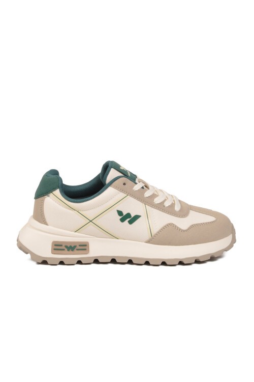 Beyaz-Gri Hafızalı Rahat Tabanlı Bağcıklı Unisex Yürüyüş ve Spor Ayakkabı Sneaker Muveon G