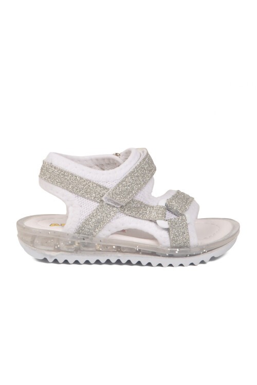 Beyaz-Gümüş Ortopedik Bebek Sandalet 25T104 B
