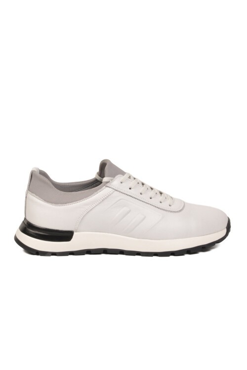 Erkek Beyaz Hakiki Deri Günlük Ayakkabı Rahat Konforlu Şık Bağcıklı Sneaker M294  M