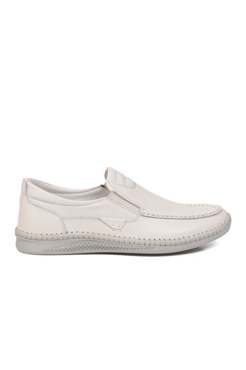 Beyaz Erkek Smart Casual Ayakkabı Hakiki Deri Hafızalı Rahat Taban Şık Loafer M741 M