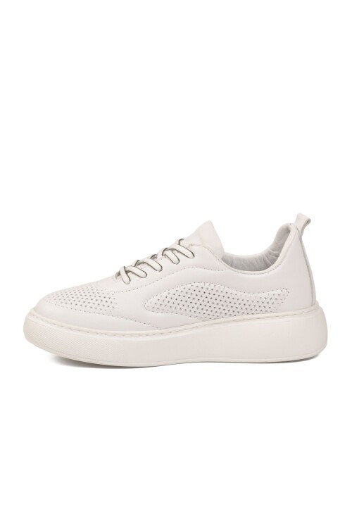 Beyaz Hakiki Deri Kadın Anatomik Tabanlı Günlük Sneaker Casual Yürüyüş Ayakkabı Z204