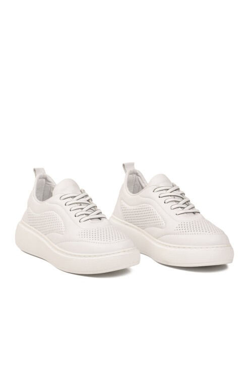 Beyaz Hakiki Deri Kadın Anatomik Tabanlı Günlük Sneaker Casual Yürüyüş Ayakkabı Z204