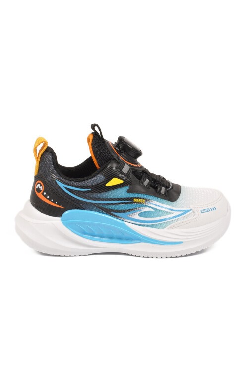 Beyaz-Mavi Akıllı Bağcıklı Fileli Kalın Tabanlı Erkek Çocuk Spor Ayakkabı Sneaker 26Y529
