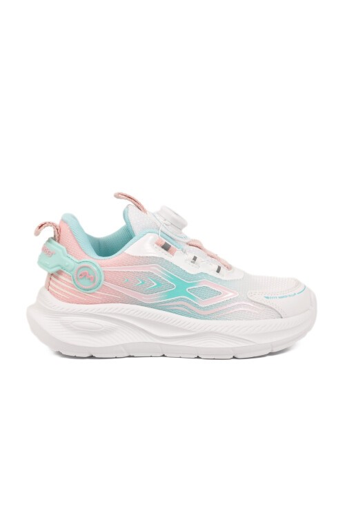 Beyaz-Pembe Akıllı Bağcıklı Kalın Tabanlı Kız Çocuk Spor Ayakkabı Sneaker 26Y512