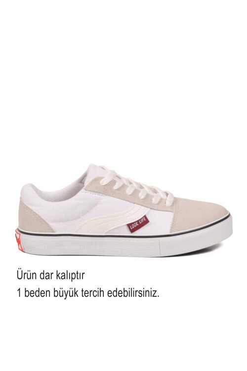 Beyaz Dar Kalıp Erkek Kanvas Hava alabilen Rahat Sneaker Spor Ayakkabı 1002 G