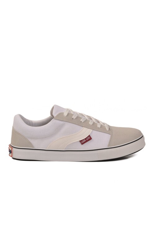 Erkek Beyaz Günlük Spor Ayakkabı Bağcıklı Casual Kanvas Sneaker 1002