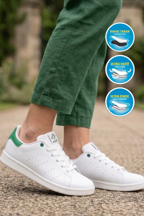 Beyaz-Yeşil Unisex Rahat Casual Günlük Sneaker Spor Ayakkabı Ursula G