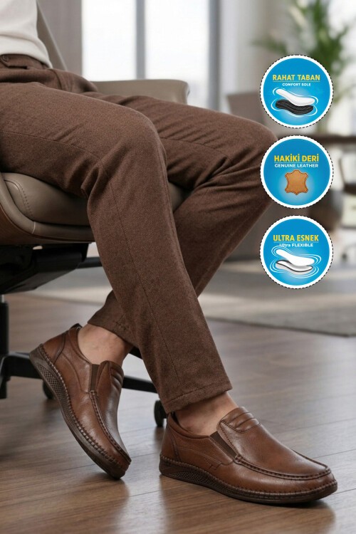 Ceviz Erkek Smart Casual Ayakkabı Hakiki Deri Hafızalı Rahat Taban Şık Loafer M741 M