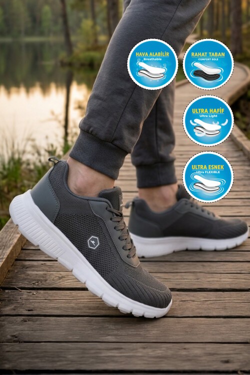 Erkek Füme Günlük Spor Ayakkabı Hafif Rahat Tabanlı Bağcıklı Sneaker 26108
