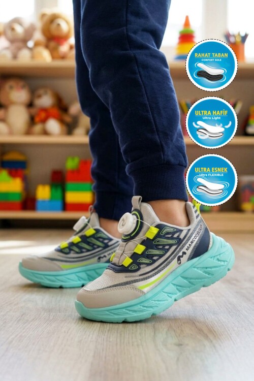 Gri-Lacivert Erkek Çocuk Spor Ayakkabı 26Y517 P