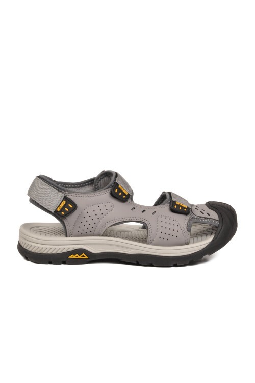 Erkek Gri Kapalı Burun Cırtlı Günlük Yürüyüş Outdoor Sandalet E337 M