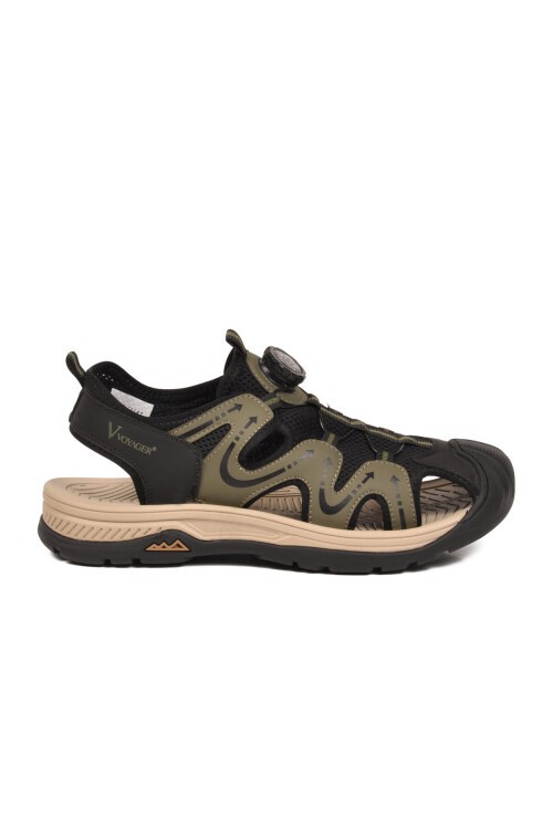 Erkek Outdoor Trekking Sandalet Çevirmeli Hızlı Bağlama Kapalı Burun Nefes Alabilen Haki E339 M