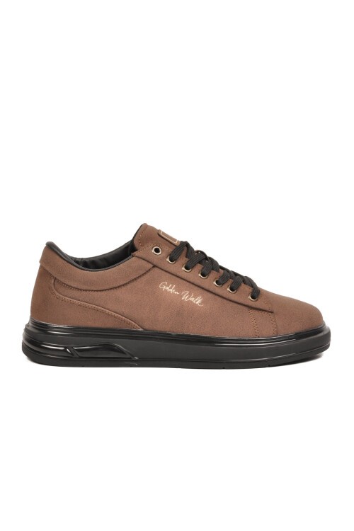 Kahve Dokulu Erkek Sneaker Siyah Kalın Taban Günlük Ayakkabı Dashor M