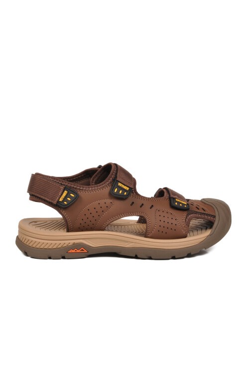 Erkek Kahve Kapalı Burun Cırtlı Günlük Yürüyüş Outdoor Sandalet E337 M