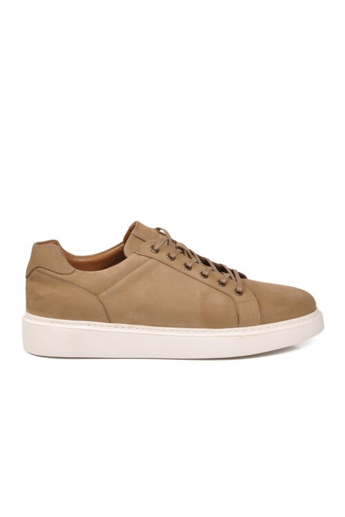 Kum Nubuk Hakiki Deri Büyük Numara Bağcıklı Erkek Casual Sneaker Ayakkabı 2516