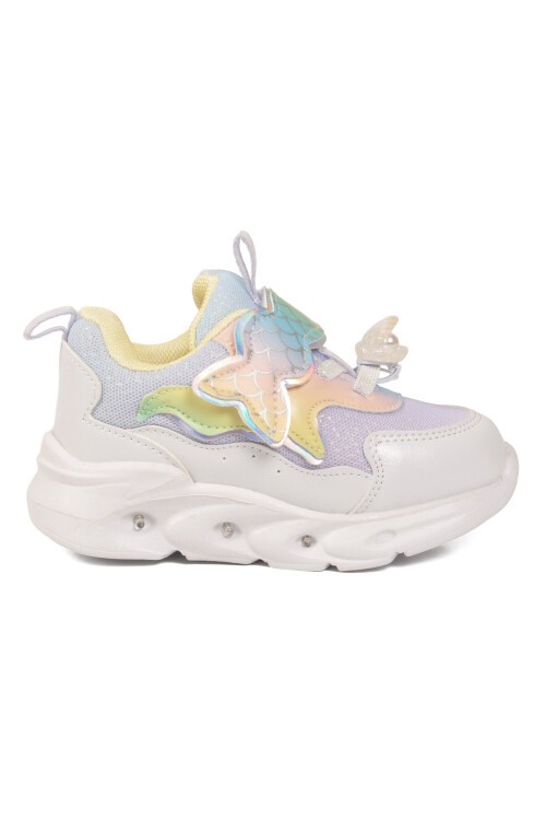 Lila Cırtlı Işıklı Anatomik Desenli Bebek İlk Adım ve Spor Ayakkabı Sneaker Aria B