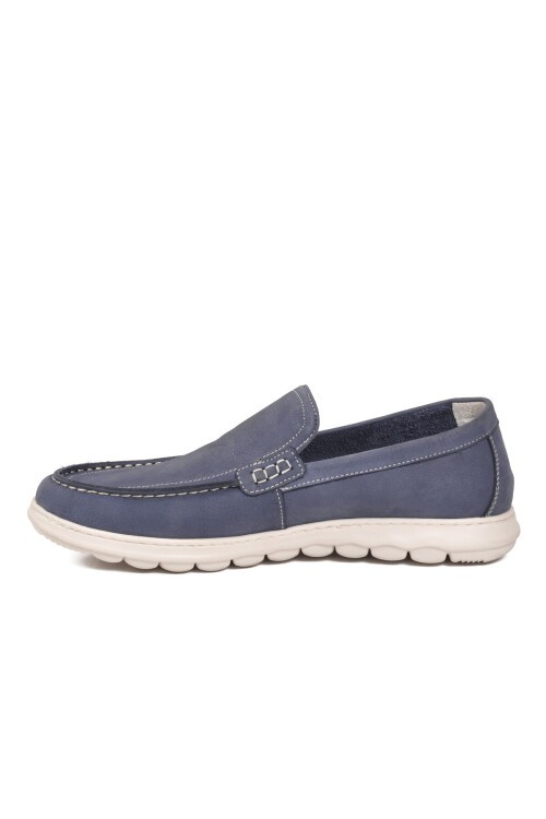 Mavi Nubuk Hakiki Deri Anatomik Tabanlı Erkek Casual Ayakkabı Loafer M732