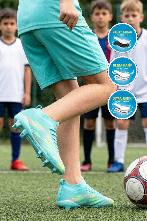 Mint Çoraplı Bağcıklı Unisex Futbol Ayakkabısı Krampon Strike G