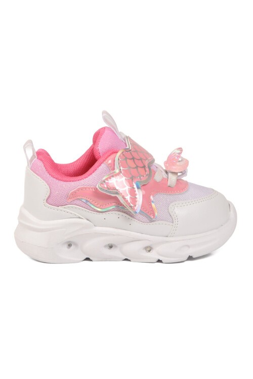 Pudra Anatomik Cırtlı Işıklı Desenli Bebek İlk Adım ve Spor Ayakkabı Sneaker Aida B