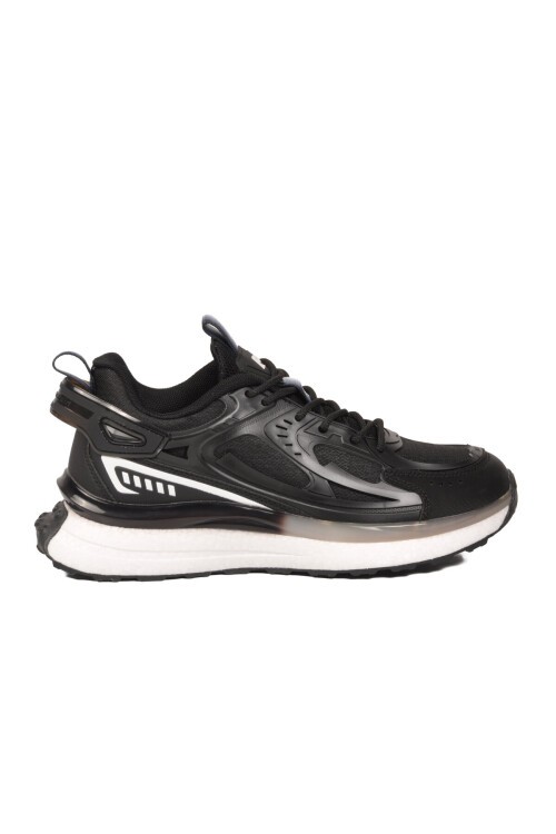Siyah-Beyaz  Fileli Hafızalı Hafif Rahat Köpük Tabanlı Erkek Yürüyüş ve Spor Ayakkabı Sneaker PCI-10105