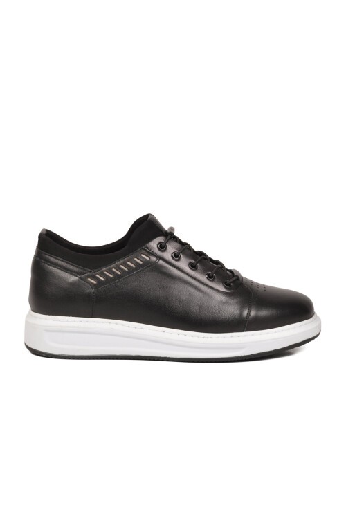 Erkek Siyah Hakiki Deri Comfort Rahat Taban Günlük Ayakkabı Sneaker 4190 M
