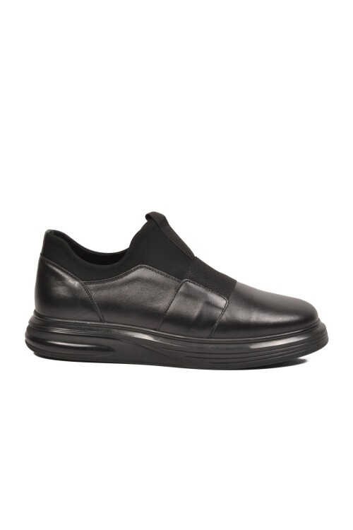 Erkek Siyah Hakiki Deri Erkek Slip-On Günlük Ayakkabı Sneaker 6961
